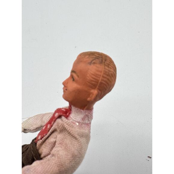 Vintage Caco Dolls Dad Mom Set 2 Dollhouse Couple Thread Wrapped Bendable Limbs - Picture 9 of 10